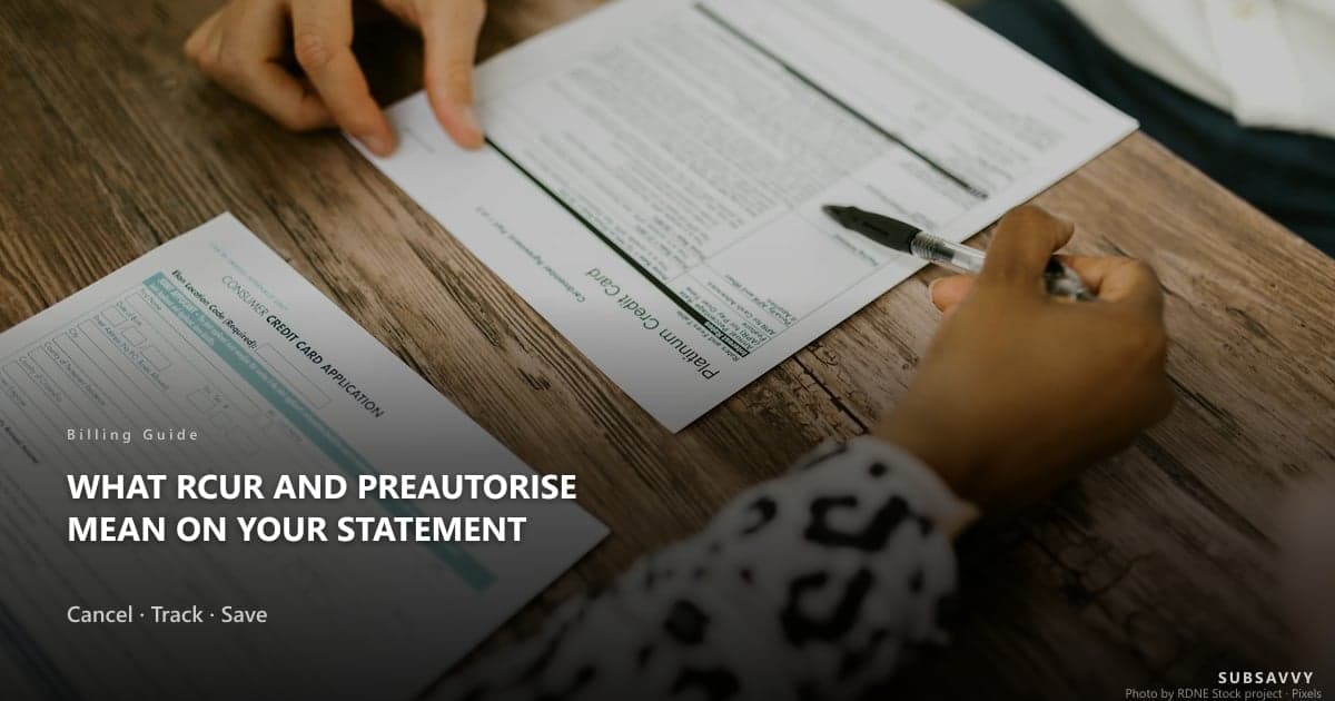 Recurring Charge Codes on Bank Statements in Canada